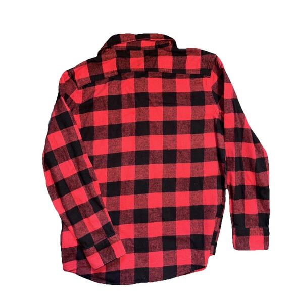 Gap Kids Red Sz LG 10 Fleece Buffalo Check Long Sleeve Shirt Top Button Up NWT - Picture 2 of 6
